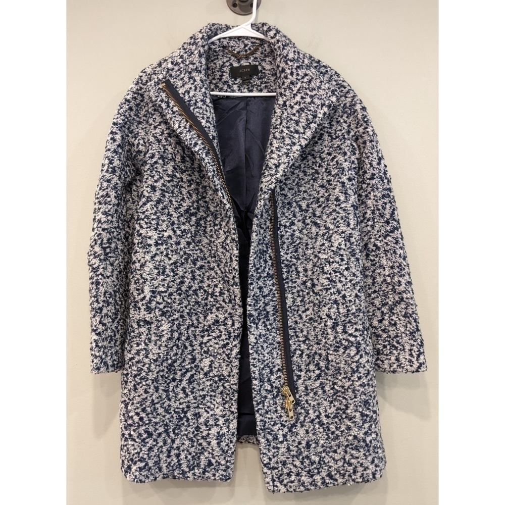 J. Crew Lodge Coat in Speckled Blue Boucle Size 0